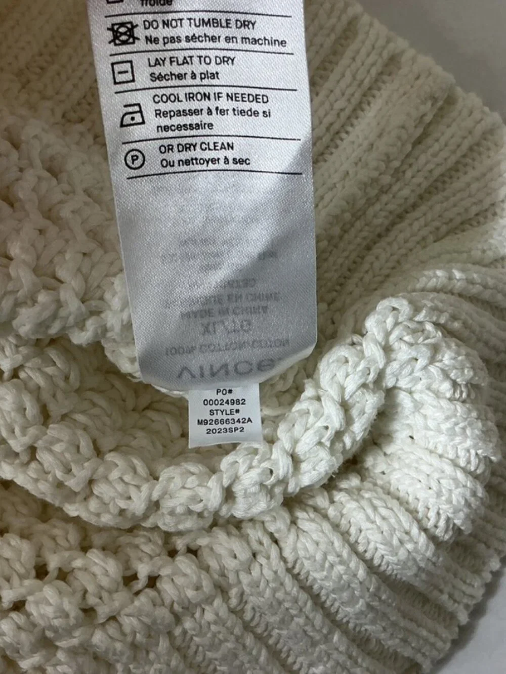 Vince Men's White Cotton Open Knit Long Sleeve Crew Neck Sweater XL